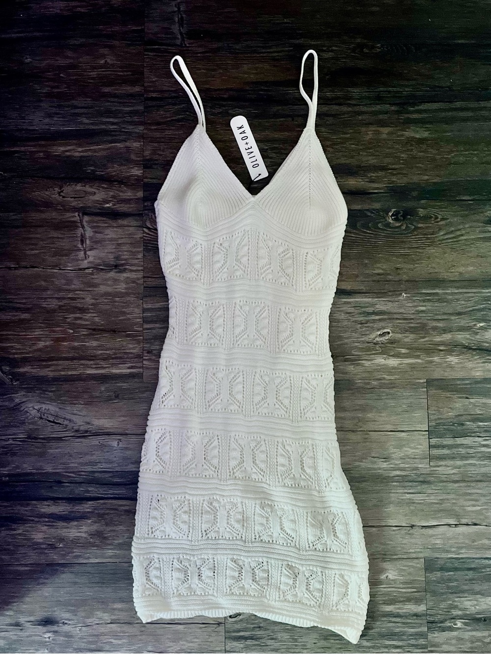 Olive & Oak Ivory Knit Spaghetti-Strap Mini Dress